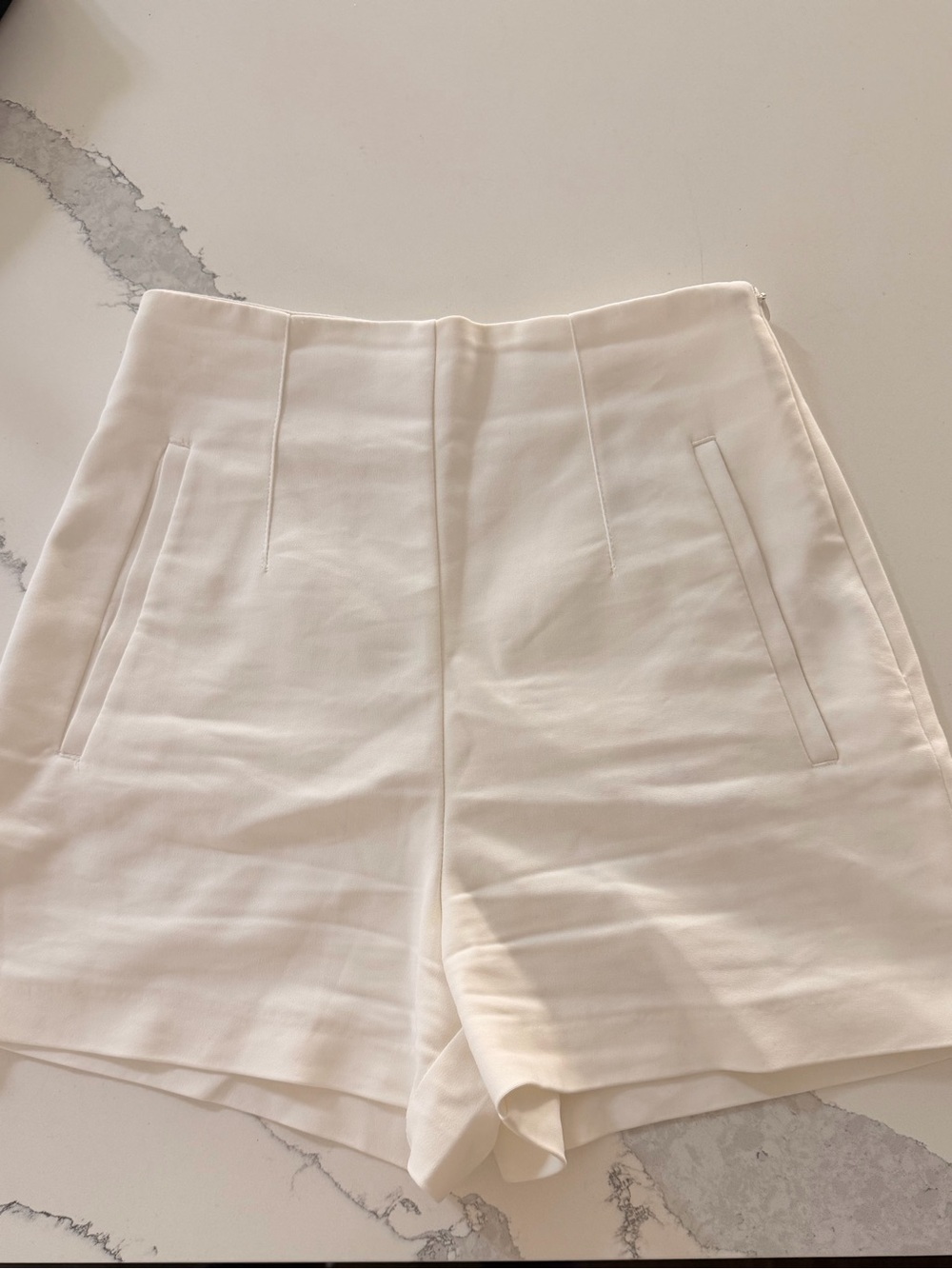 Zara High-Waist Cream Tailored Shorts